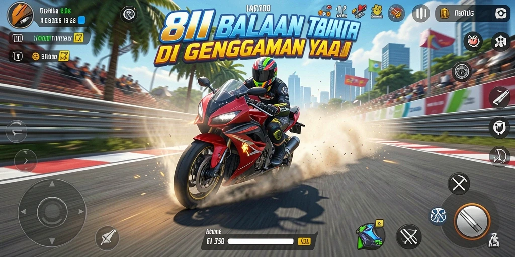 Gameplay 8II yang mendebarkan dalam balapan motor.