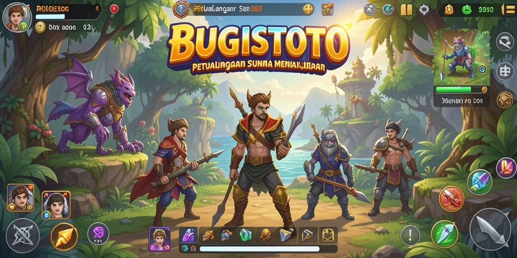 Screenshot gameplay BUGISTOTO menampilkan aksi mendebarkan dalam petualangan.