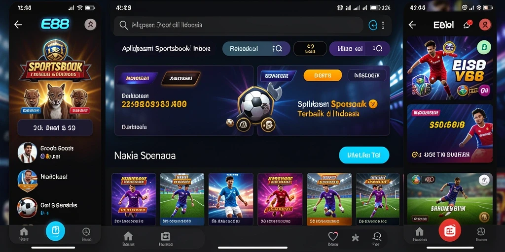 Tampilan antarmuka E88 dengan opsi taruhan olahraga secara real-time.