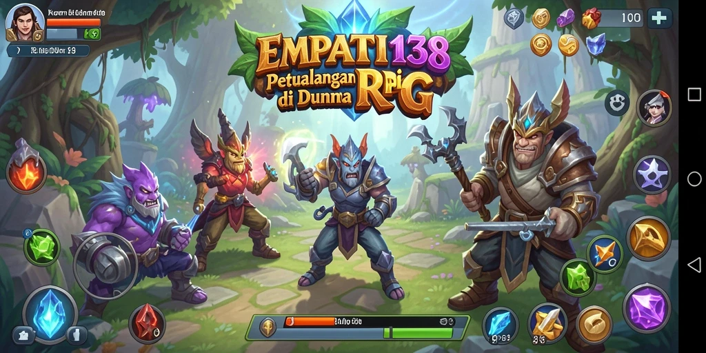 Screenshot utama menunjukkan aksi seru dalam pertempuran RPG di EMPATI138.