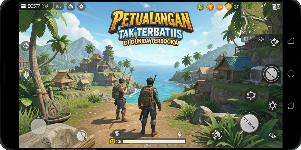 Tangkapan layar gameplay menunjukkan petualangan seru di dunia terbuka.