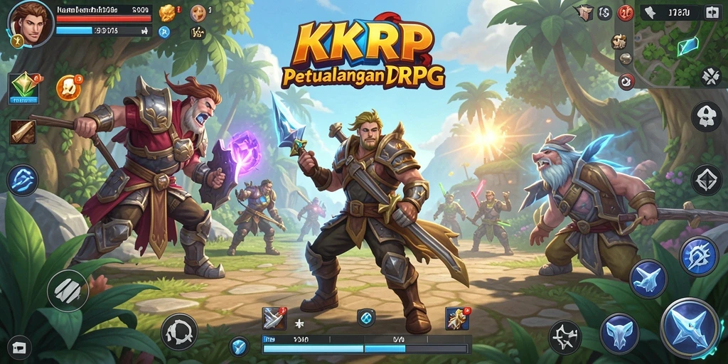 Screenshot gameplay KKRP menampilkan karakter beraksi dalam pertempuran seru.