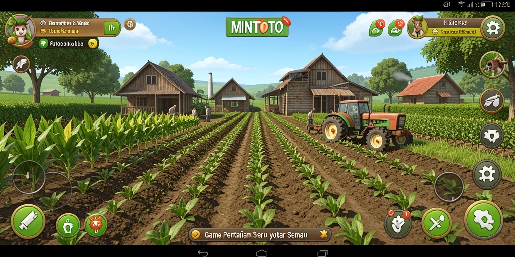 Screenshot gameplay MINTOTO menampilkan aktivitas berkebun yang seru.