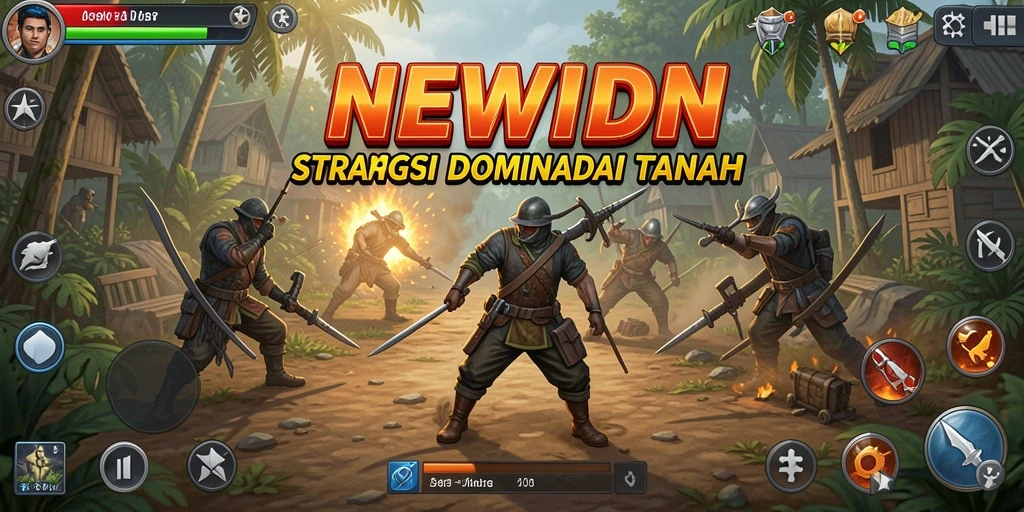 Screenshot utama NEWIDN menampilkan pertempuran strategis yang mendebarkan.
