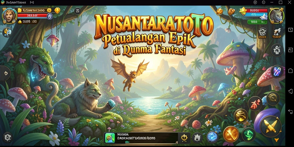 Tangkapan layar gameplay NUSANTARATOTO dengan pertarungan epik dan eksplorasi dunia.