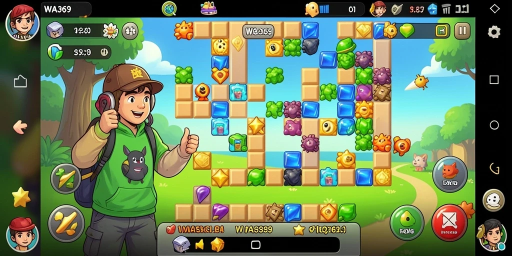 Tampilan gameplay WA369 dengan berbagai puzzle menantang yang menarik.