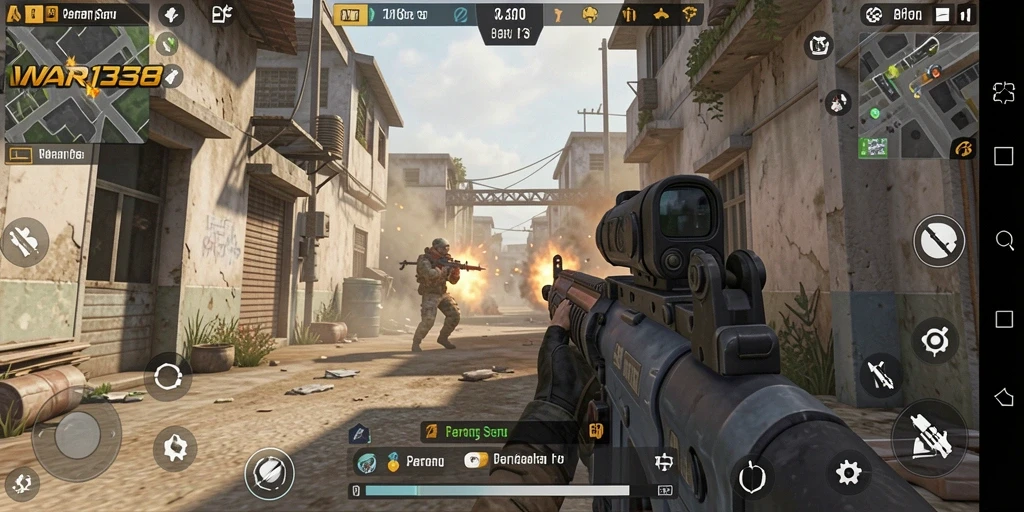 Tampilan aksi seru dalam permainan FPS WAR138.