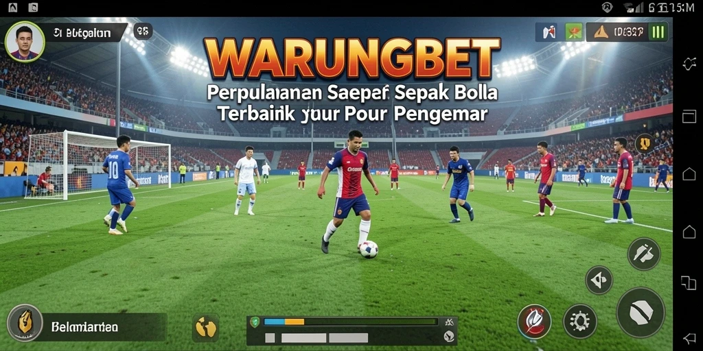 Tampilan gameplay menegangkan di WARUNGBET dengan aksi sepak bola yang seru.
